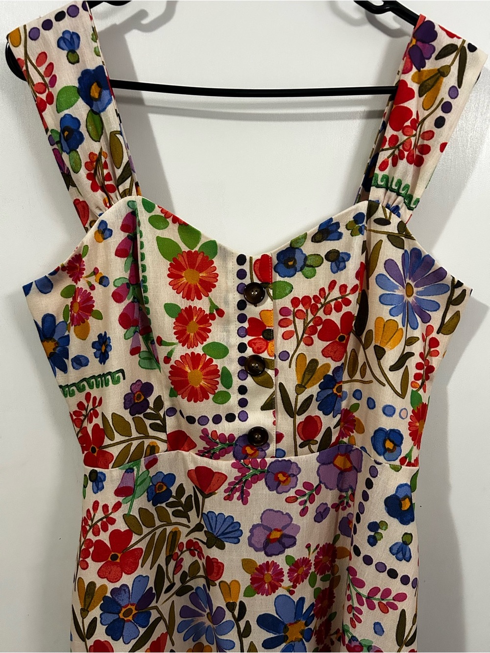 Eliza J Cream Midi Dress with Multicolor Floral Print
